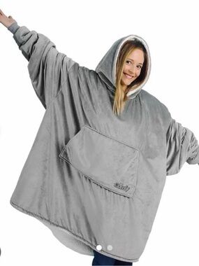 The Comfy Original Gray Cozy Oversized Hoodie Blanket